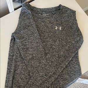Under Armour Heather Charcoal Grey Long Sleeve Performance Top